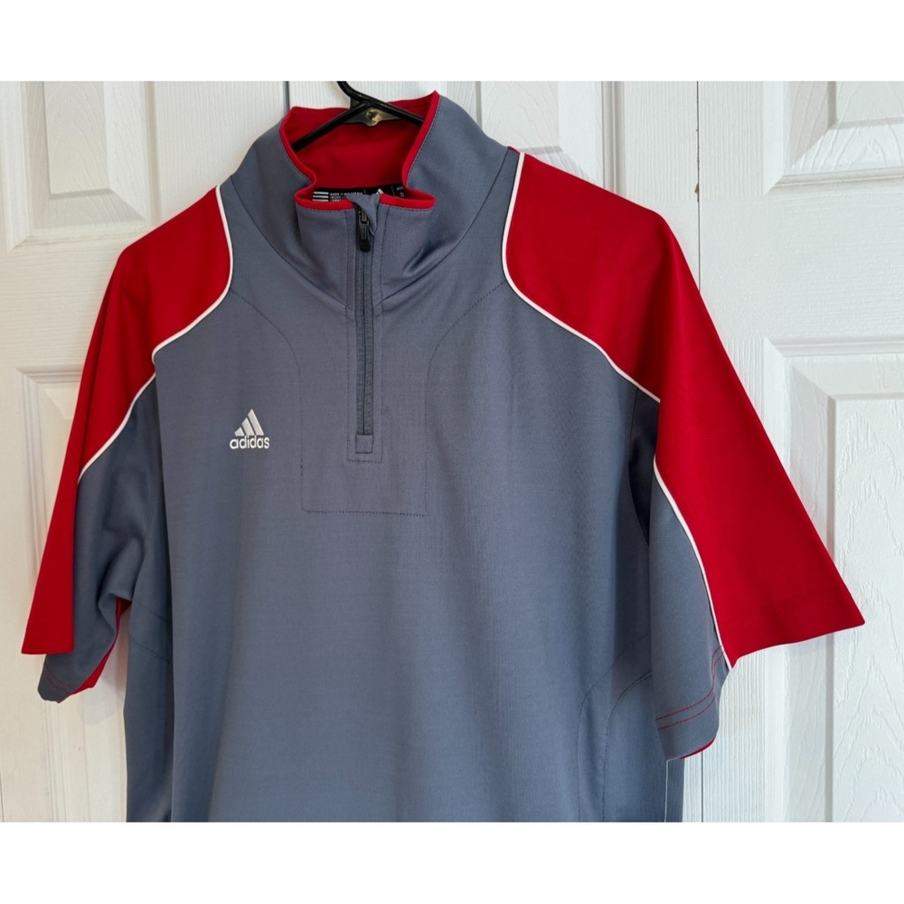 NEW ADIDAS Game Day Short Sleeve Hot Jacket 1/4 zip Gray‎ Red Men's Size XS NEW